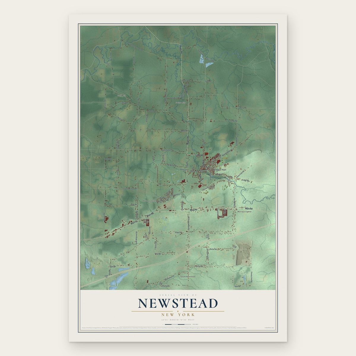 Newstead, New York map print, the full design