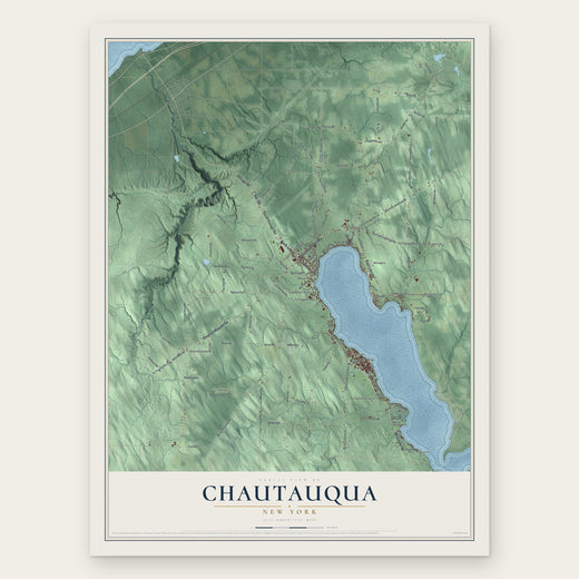 Chautauqua, New York map print, the full design