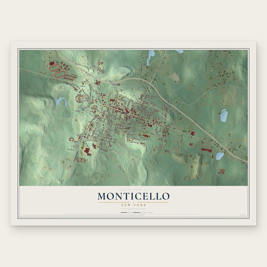 Monticello, New York map print, the full design