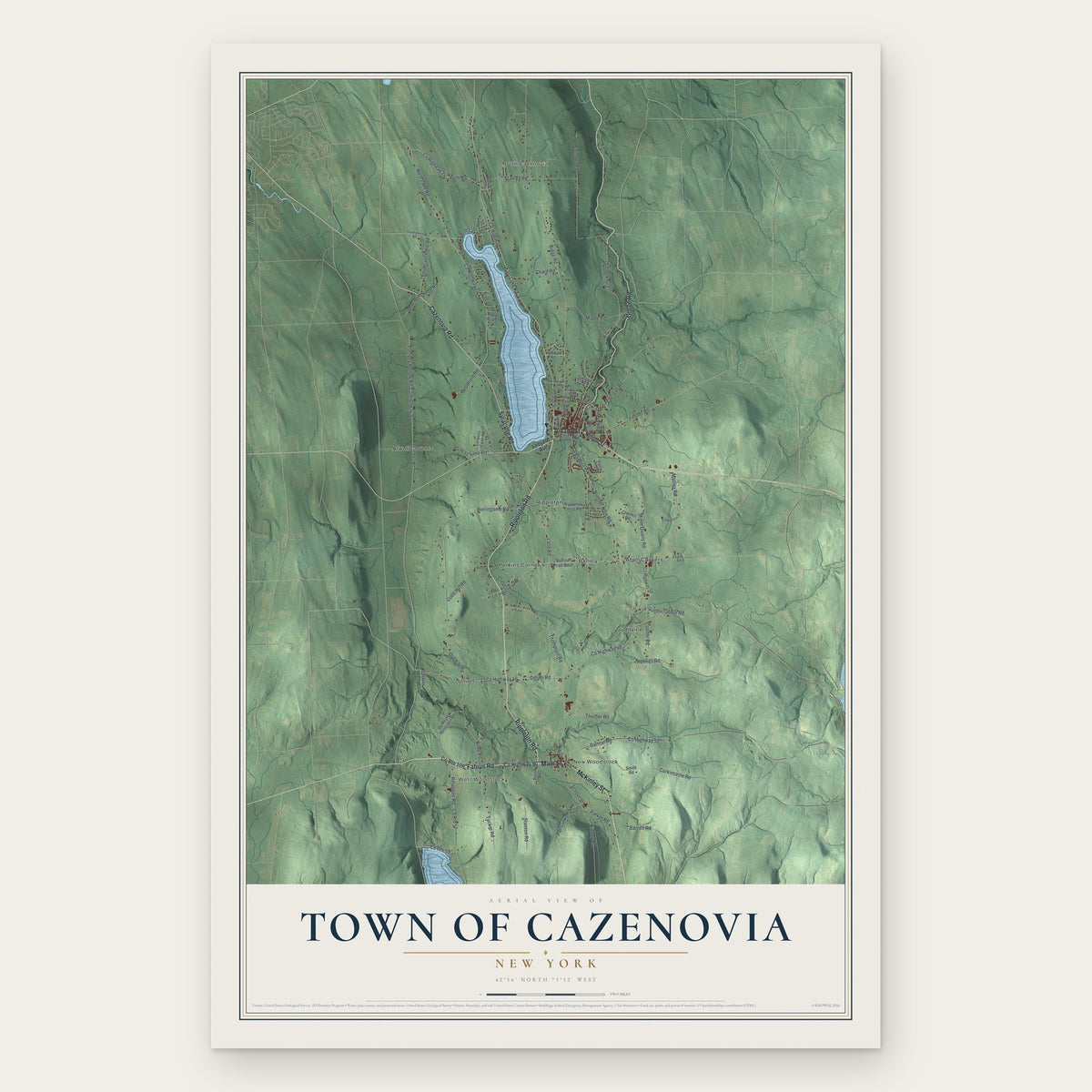Town of Cazenovia, New York map print, the full design