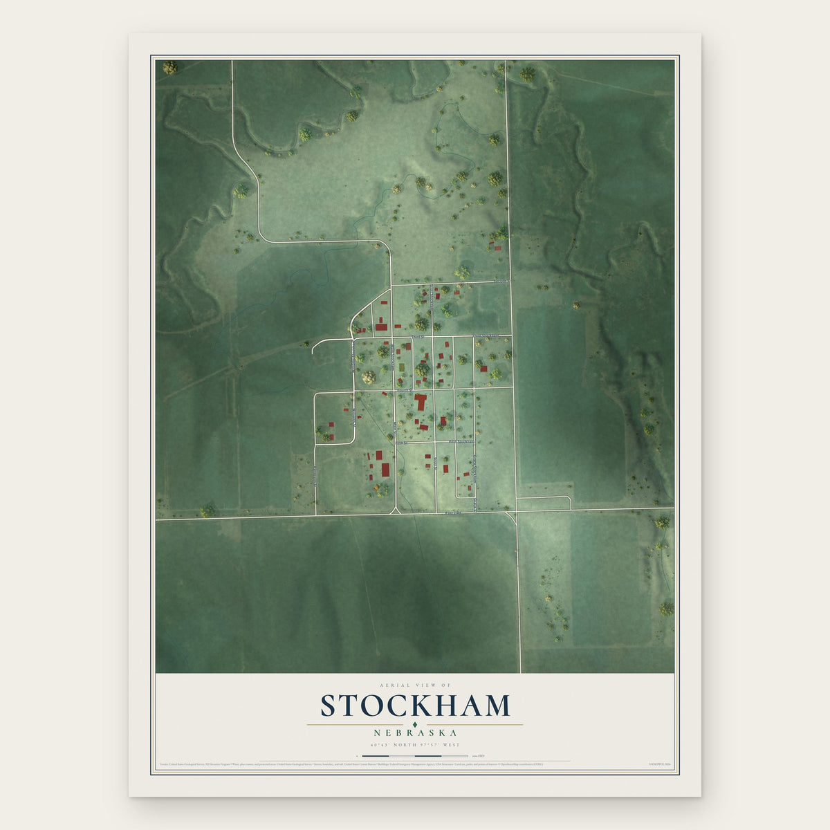 Stockham, Nebraska map print, the full design