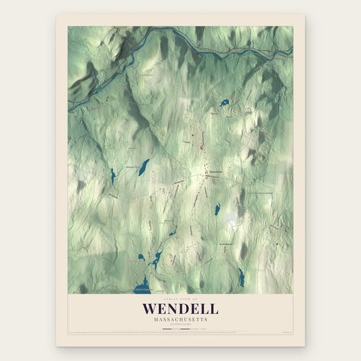 Wendell, Massachusetts map print, the full design