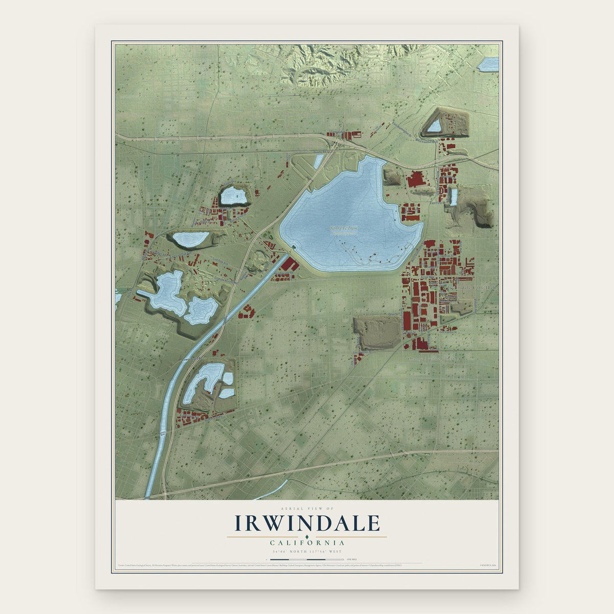 Irwindale, California map print, the full design