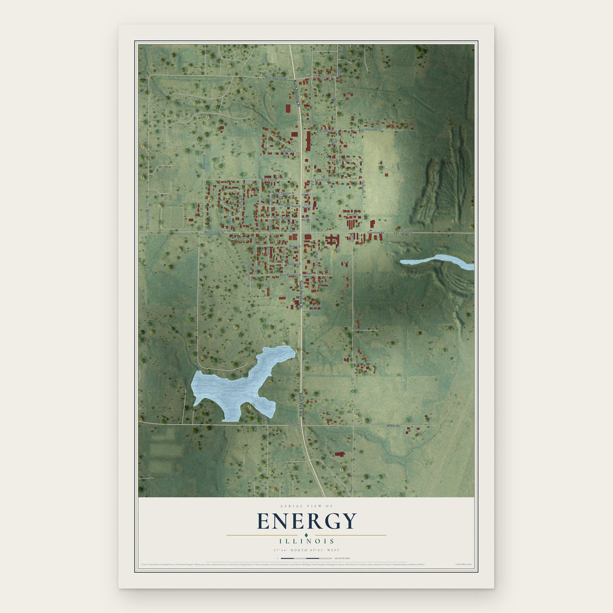 Energy, Illinois map print, the full design