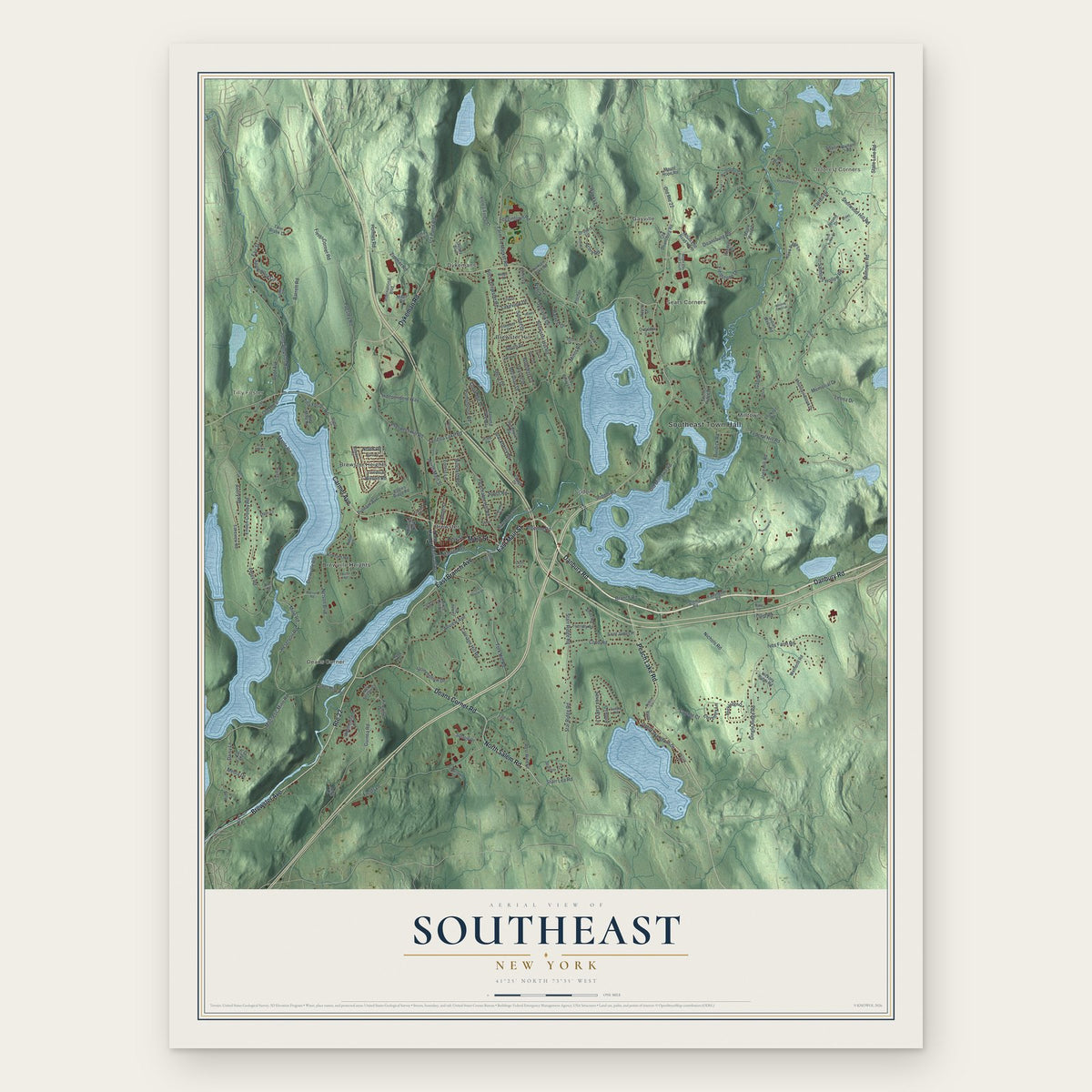 Southeast, New York map print, the full design