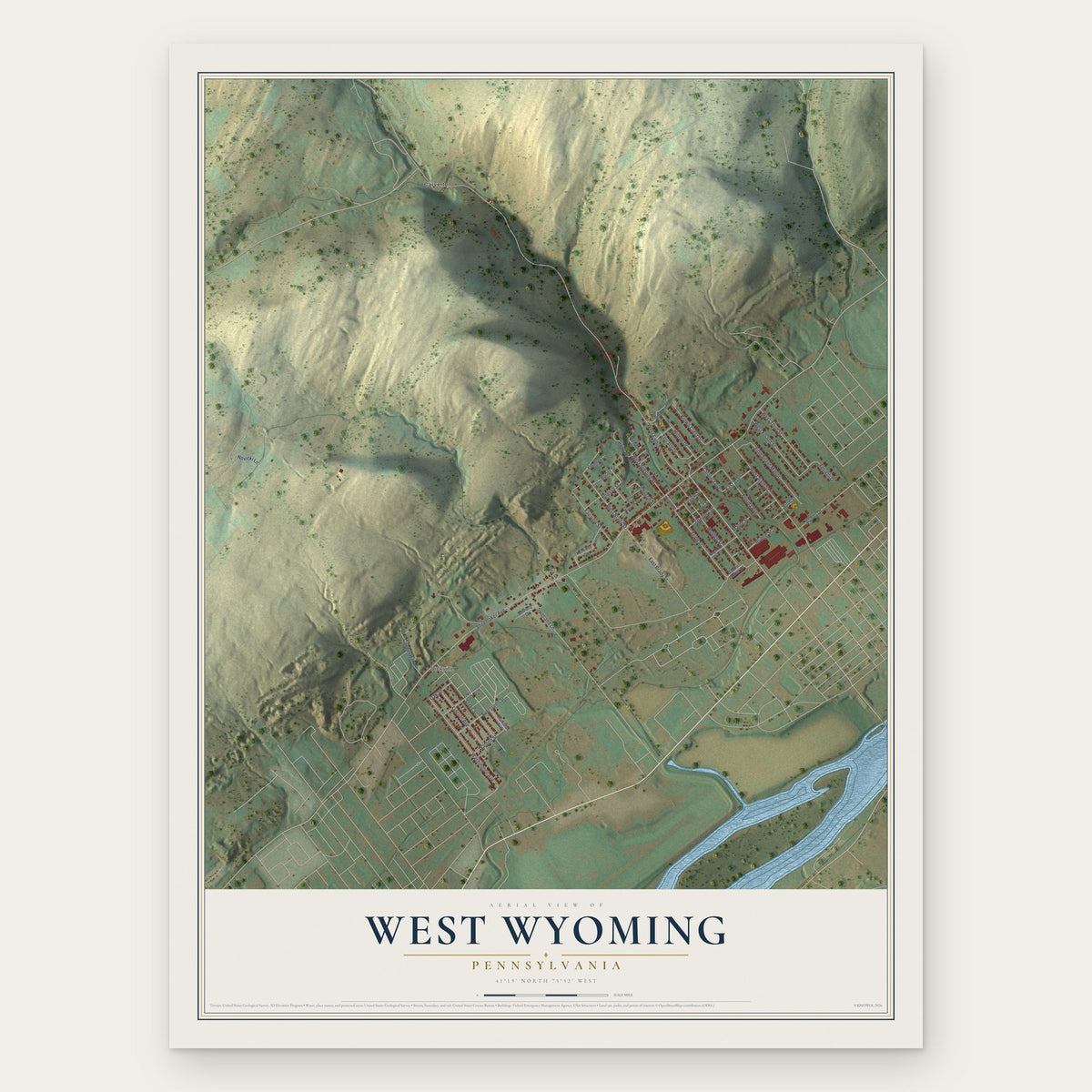 West Wyoming, Pennsylvania map print, the full design