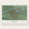 Mill City, Oregon map print, the full design