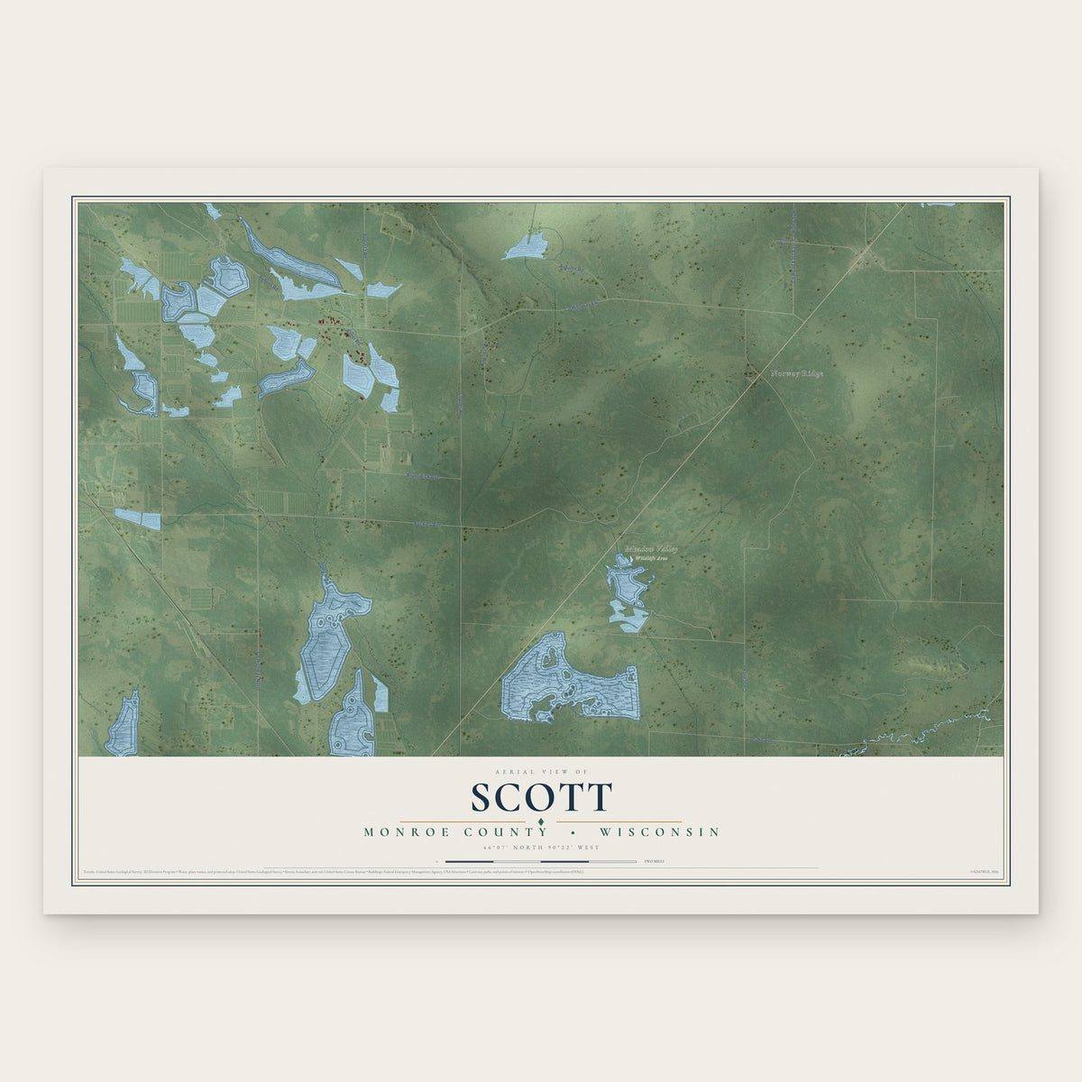 Scott, Monroe County, Wisconsin map print, the full design