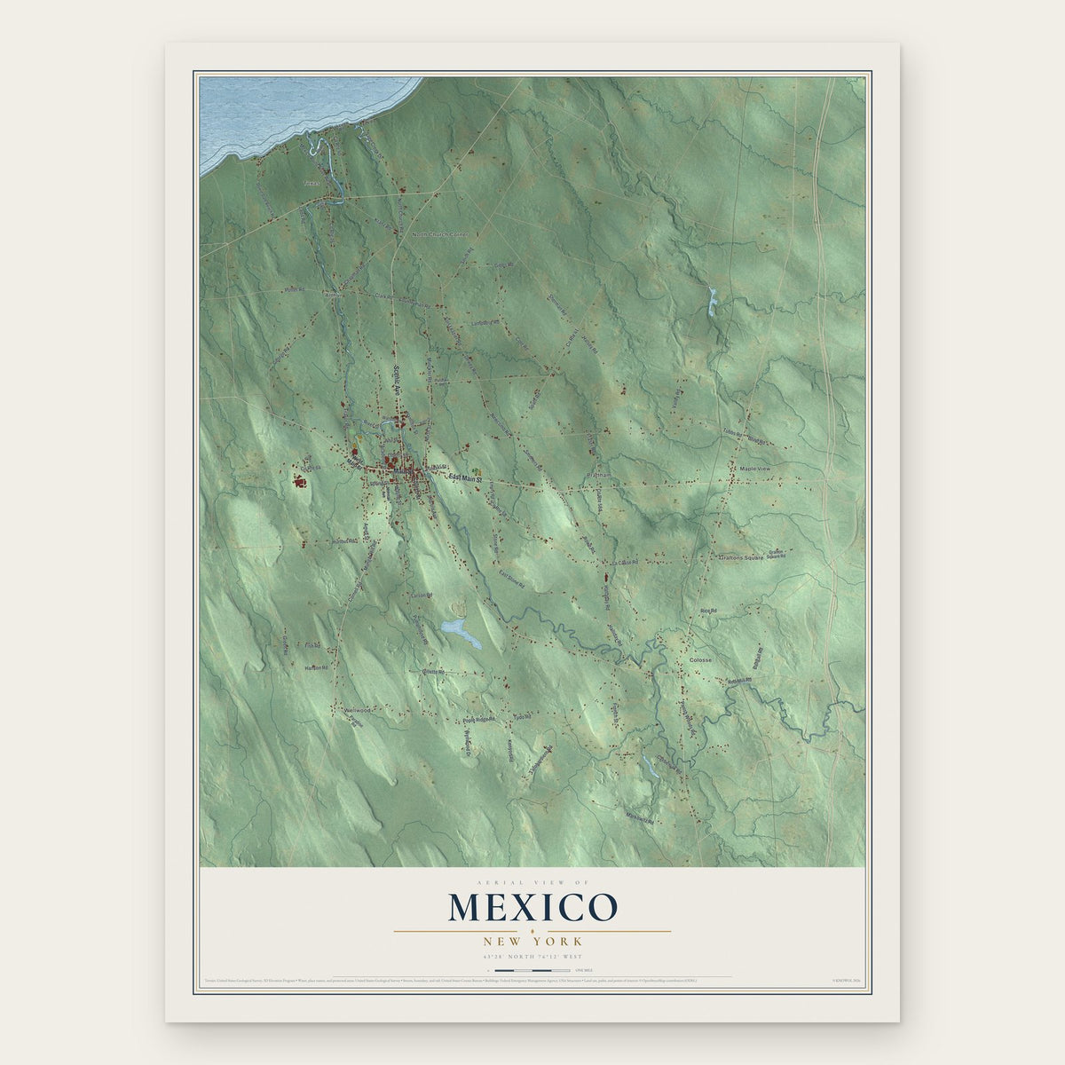 Mexico, New York map print, the full design
