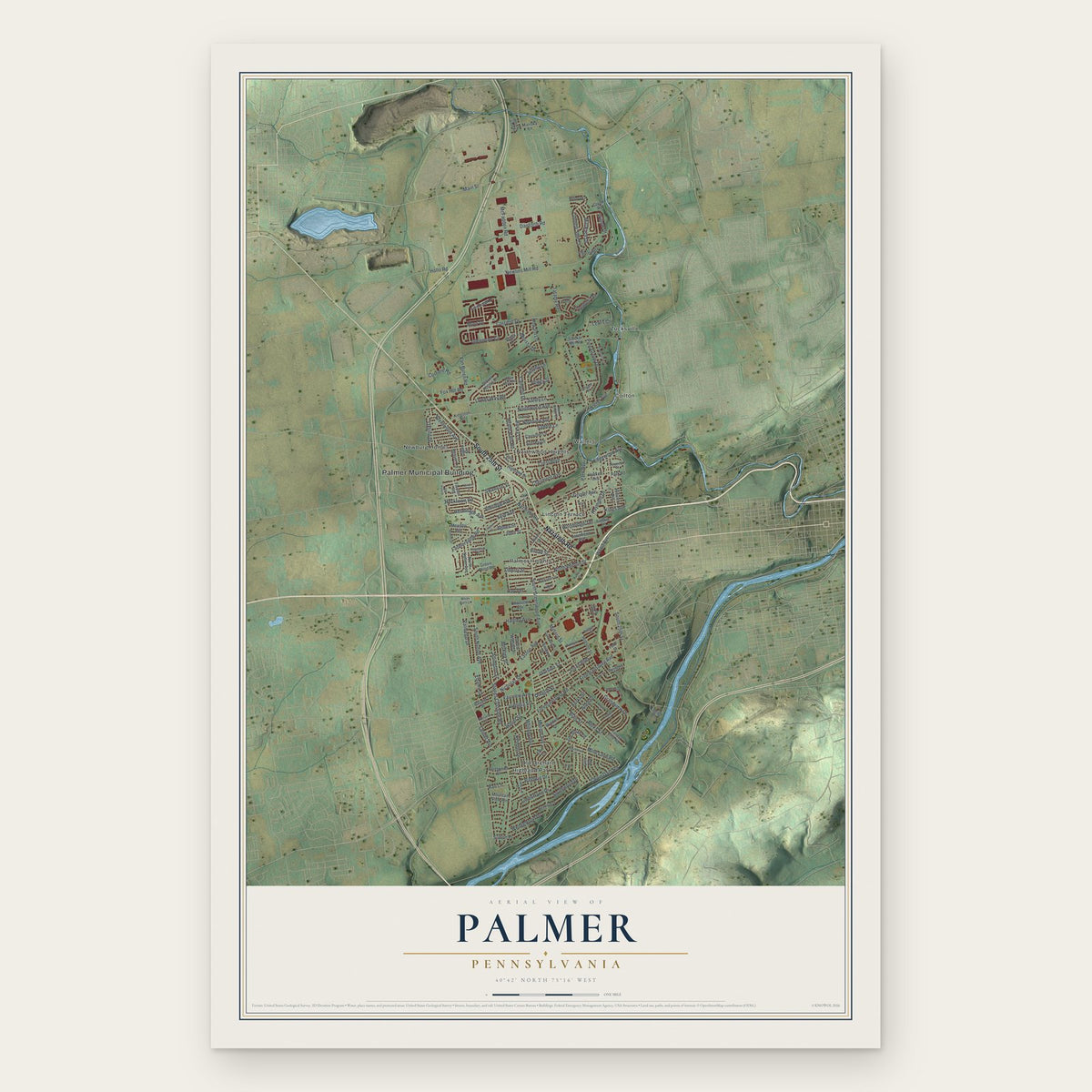 Palmer, Pennsylvania map print, the full design