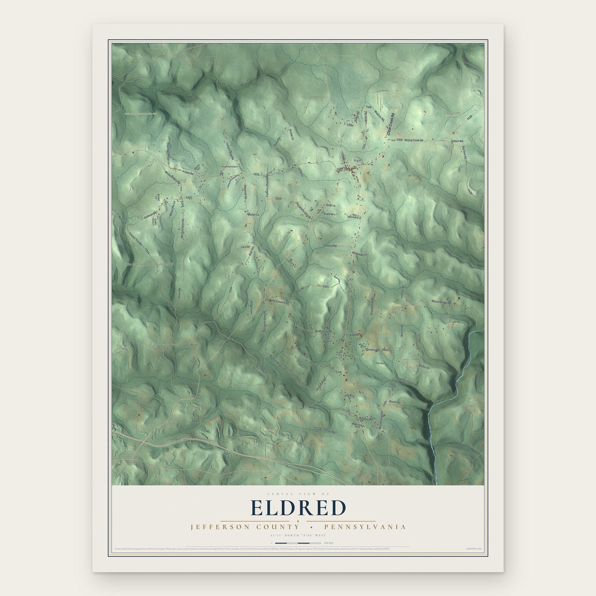 Eldred, Jefferson County, Pennsylvania map print, the full design