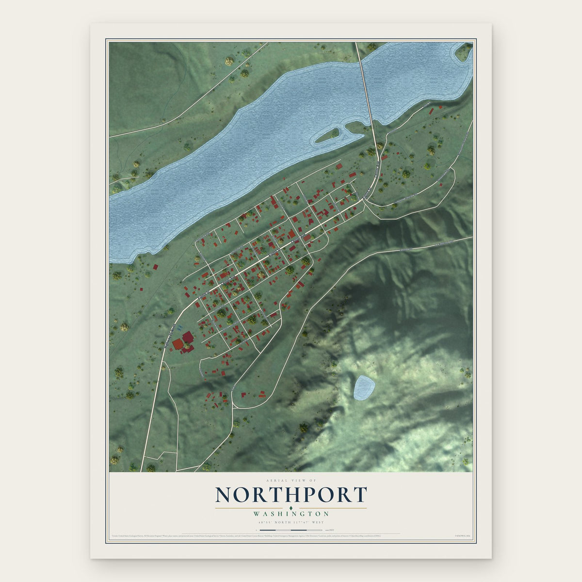 Northport, Washington map print, the full design