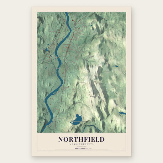 Northfield, Massachusetts map print, the full design