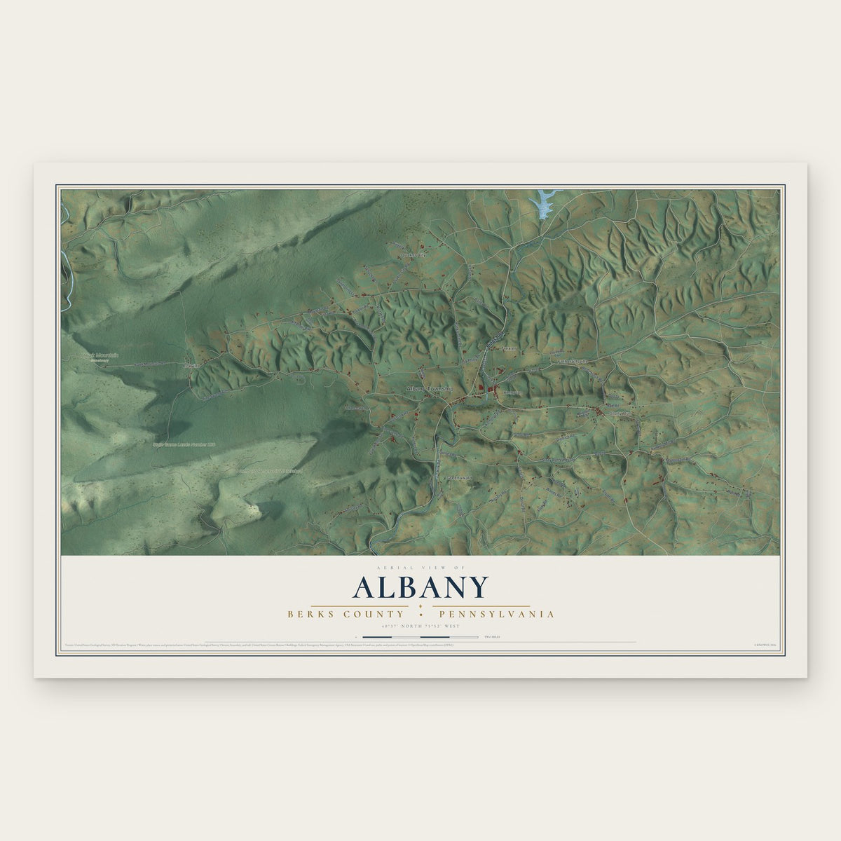 Albany, Berks County, Pennsylvania map print, the full design
