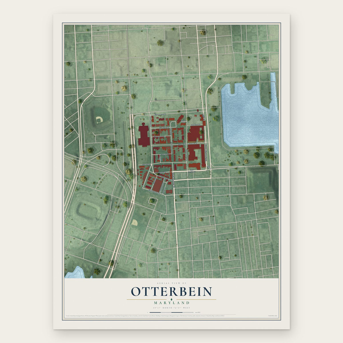 Otterbein, Maryland map print, the full design