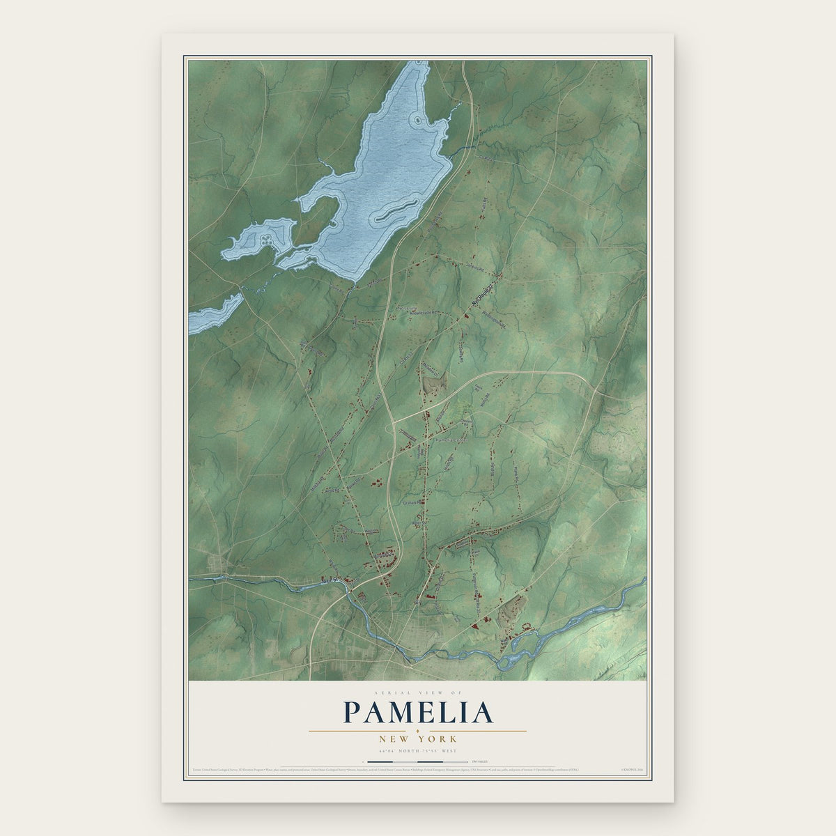 Pamelia, New York map print, the full design
