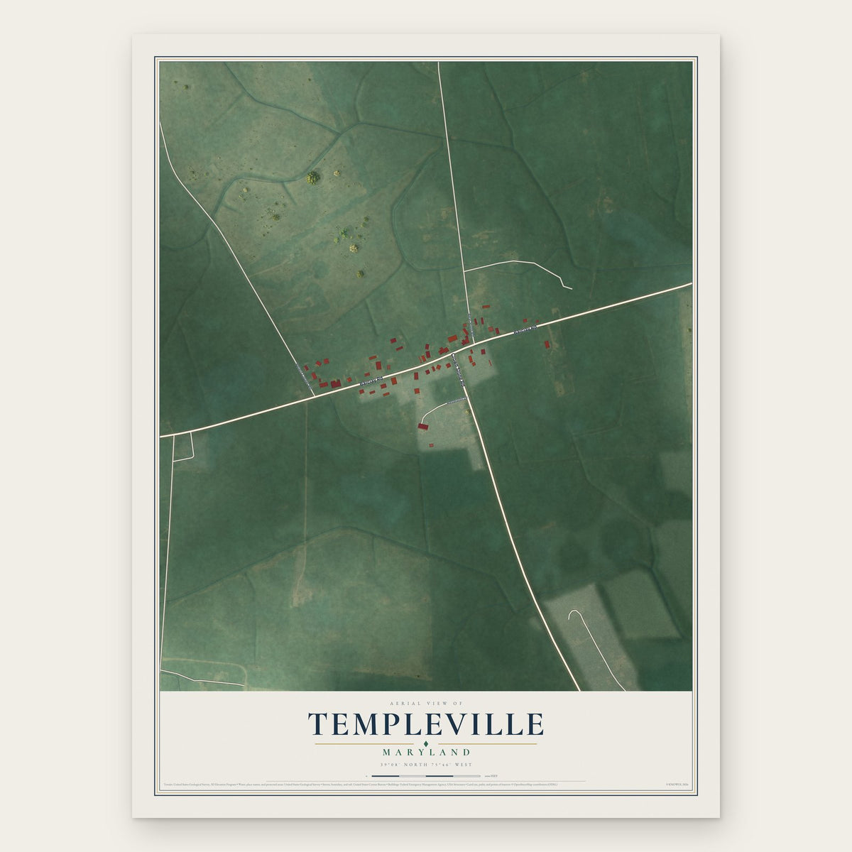 Templeville, Maryland map print, the full design