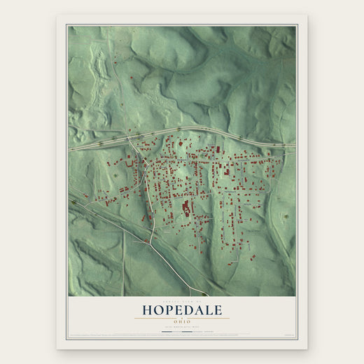 Hopedale, Ohio map print, the full design