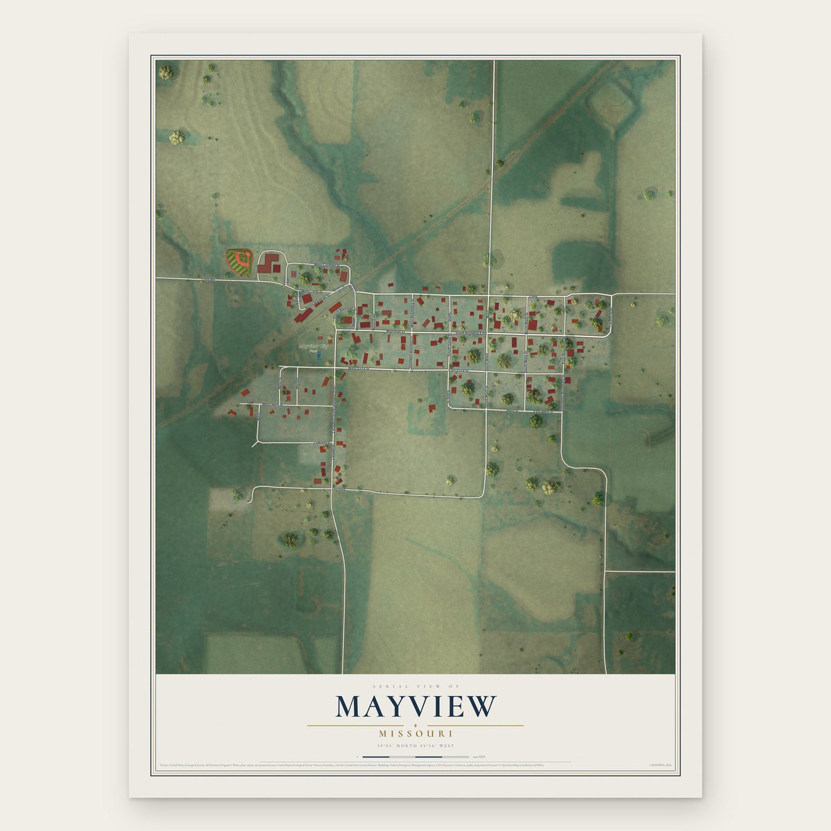 Mayview, Missouri map print, the full design