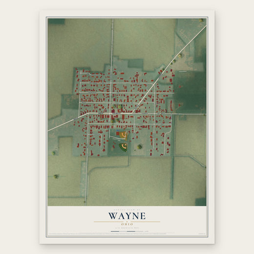 Wayne, Ohio map print, the full design