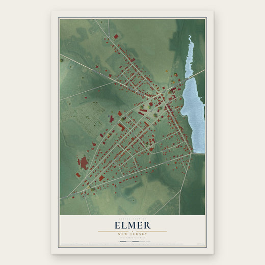 Elmer, New Jersey map print, the full design