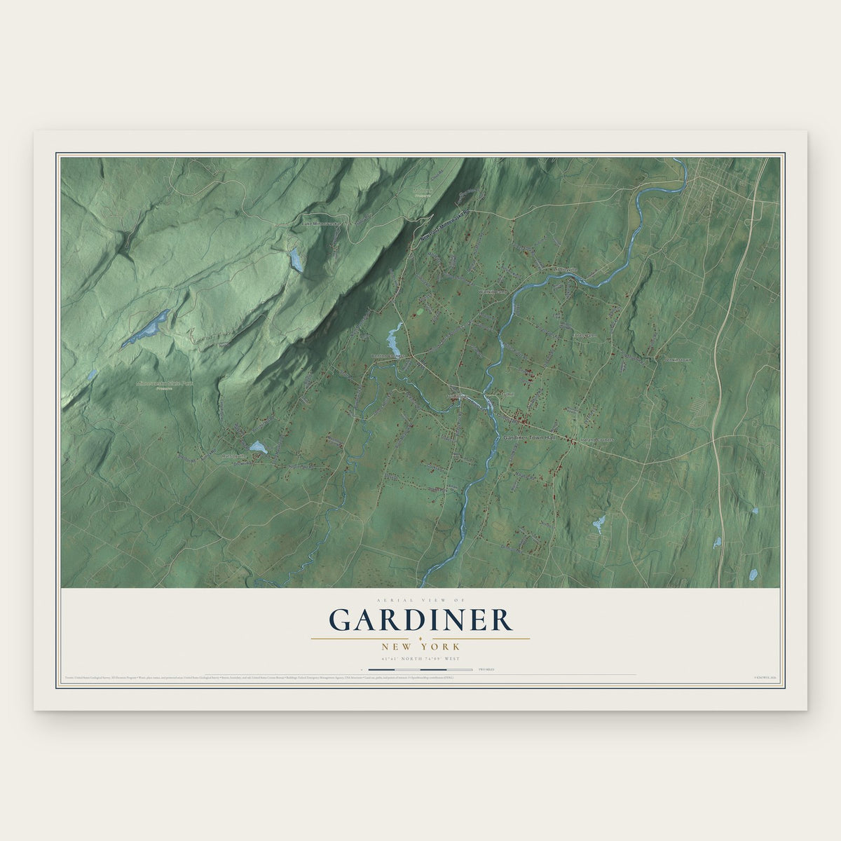 Gardiner, New York map print, the full design