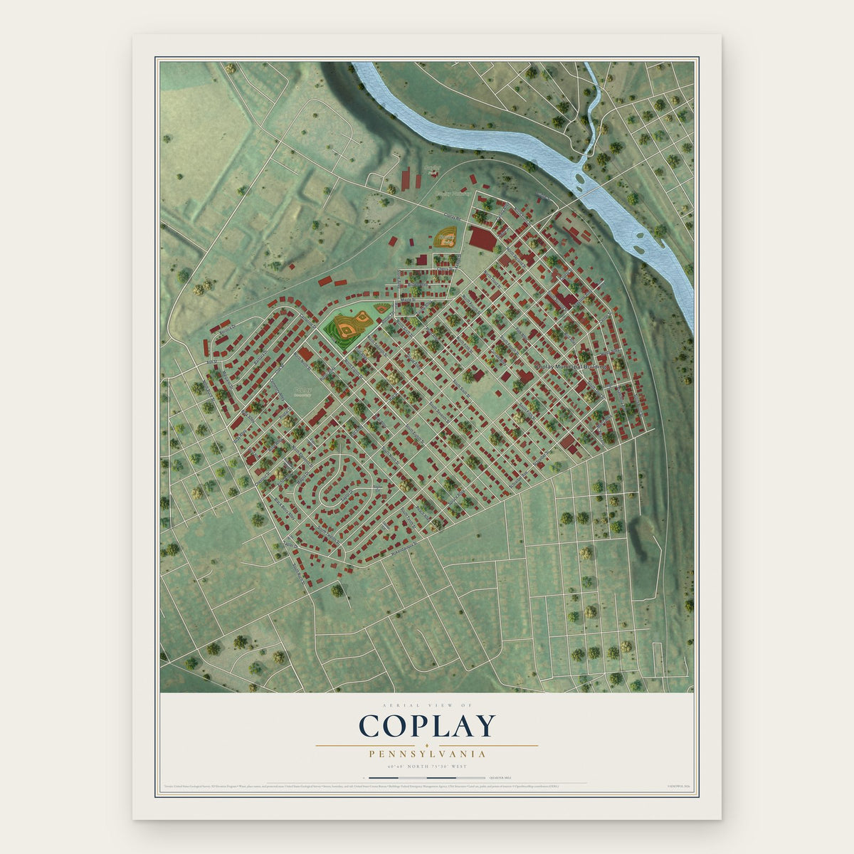 Coplay, Pennsylvania map print, the full design