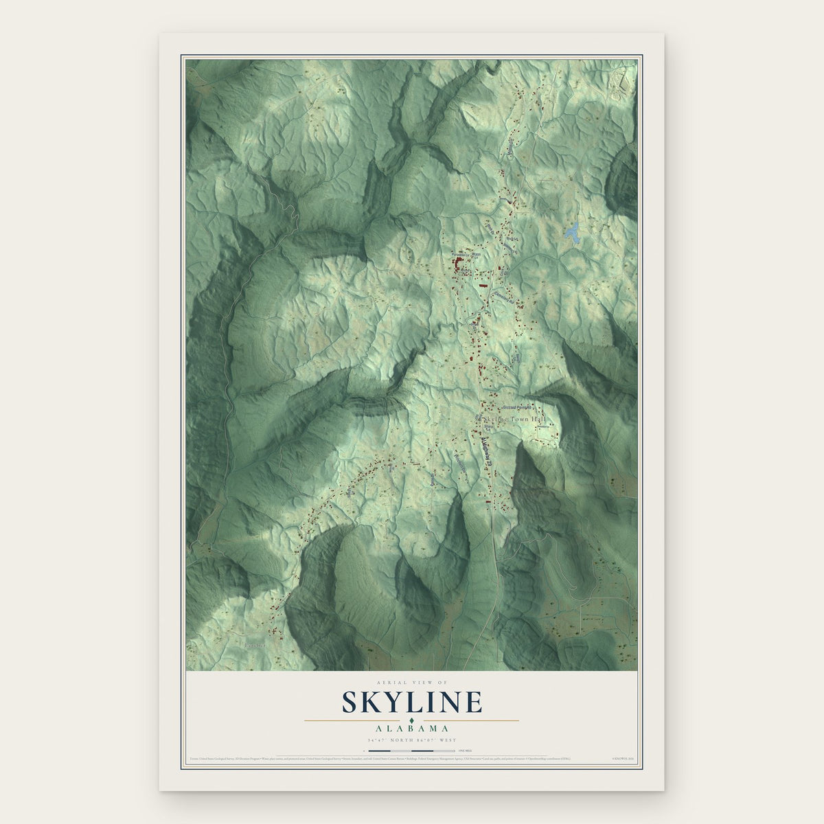 Skyline, Alabama map print, the full design