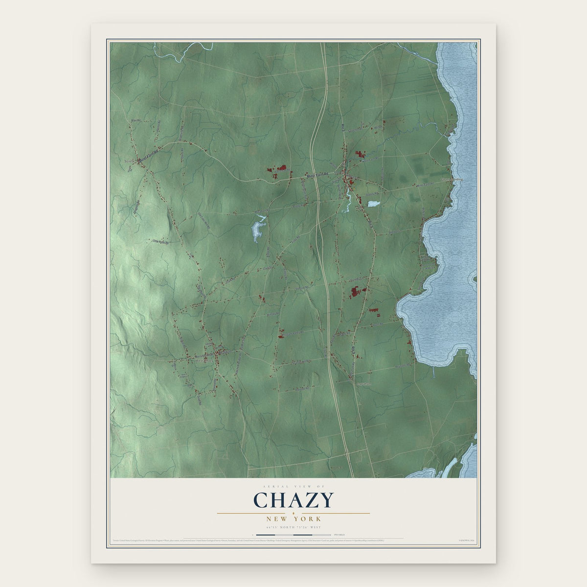 Chazy, New York map print, the full design