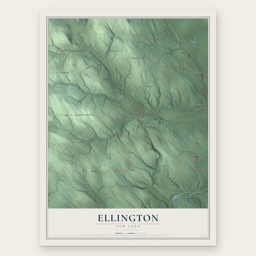 Ellington, New York map print, the full design