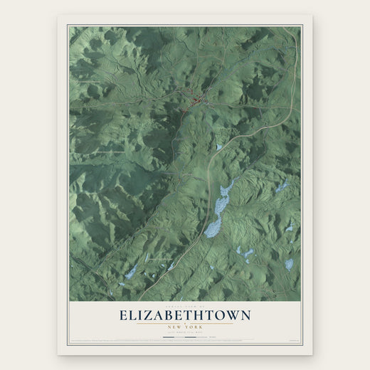 Elizabethtown, New York map print, the full design