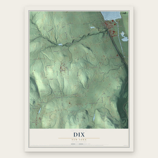 Dix, New York map print, the full design
