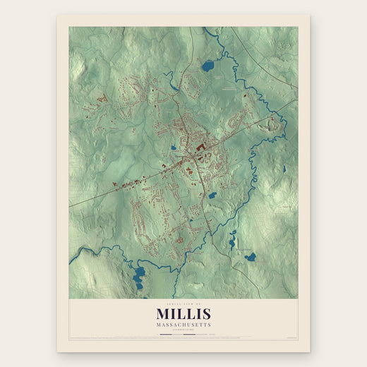 Millis, Massachusetts map print, the full design