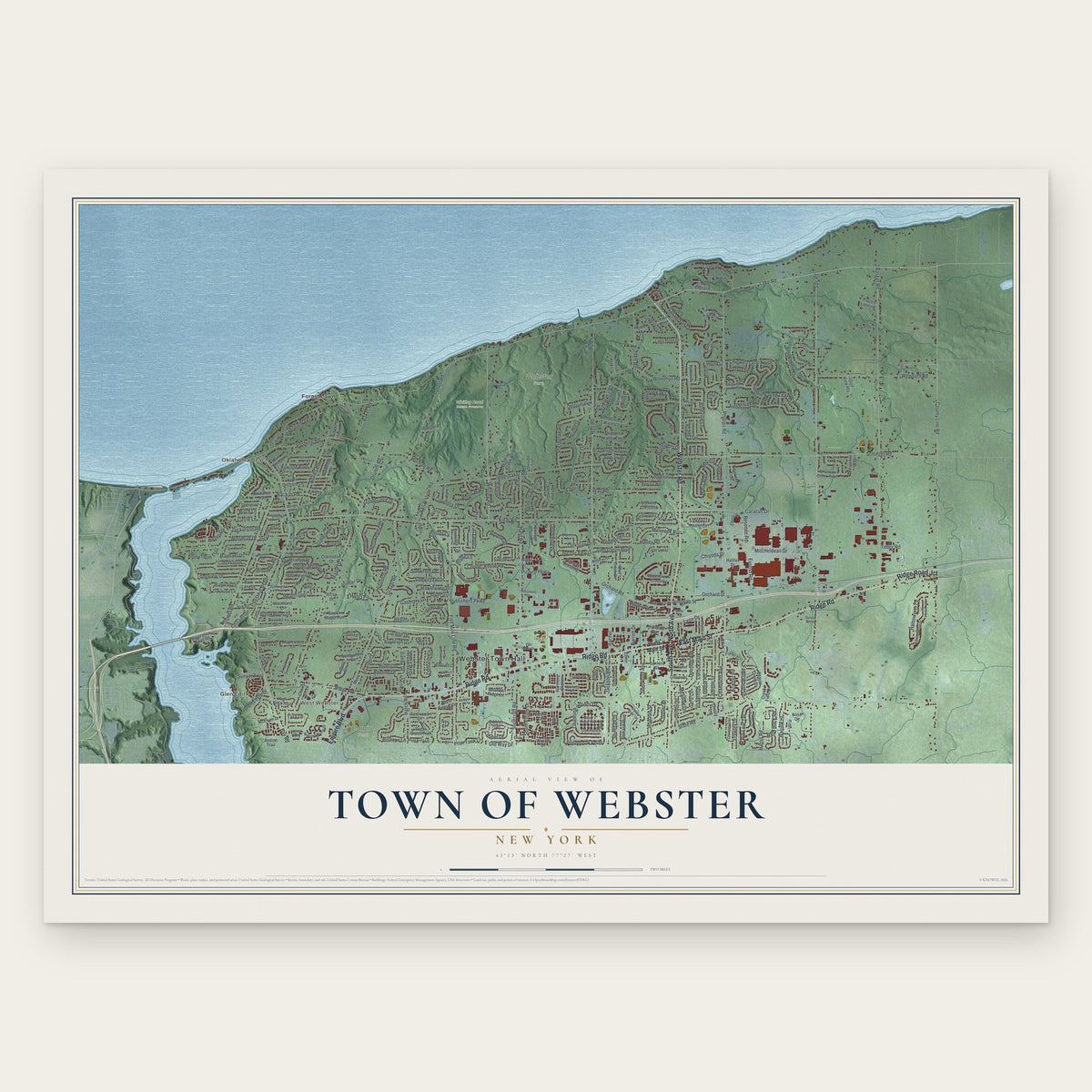 Town of Webster, New York map print, the full design