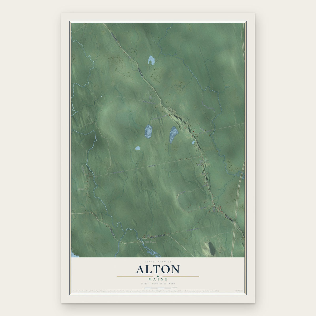 Alton, Maine map print, the full design