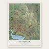 Hettinger, North Dakota map print, the full design