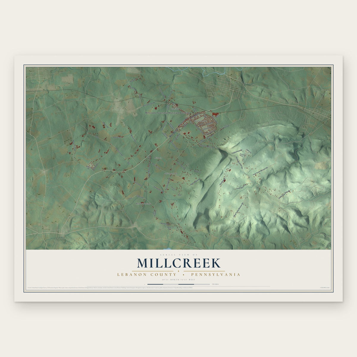 Millcreek, Lebanon County, Pennsylvania map print, the full design