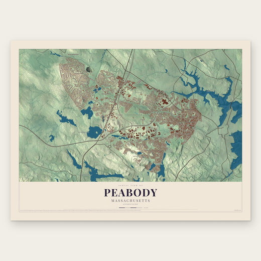 Peabody, Massachusetts map print, the full design
