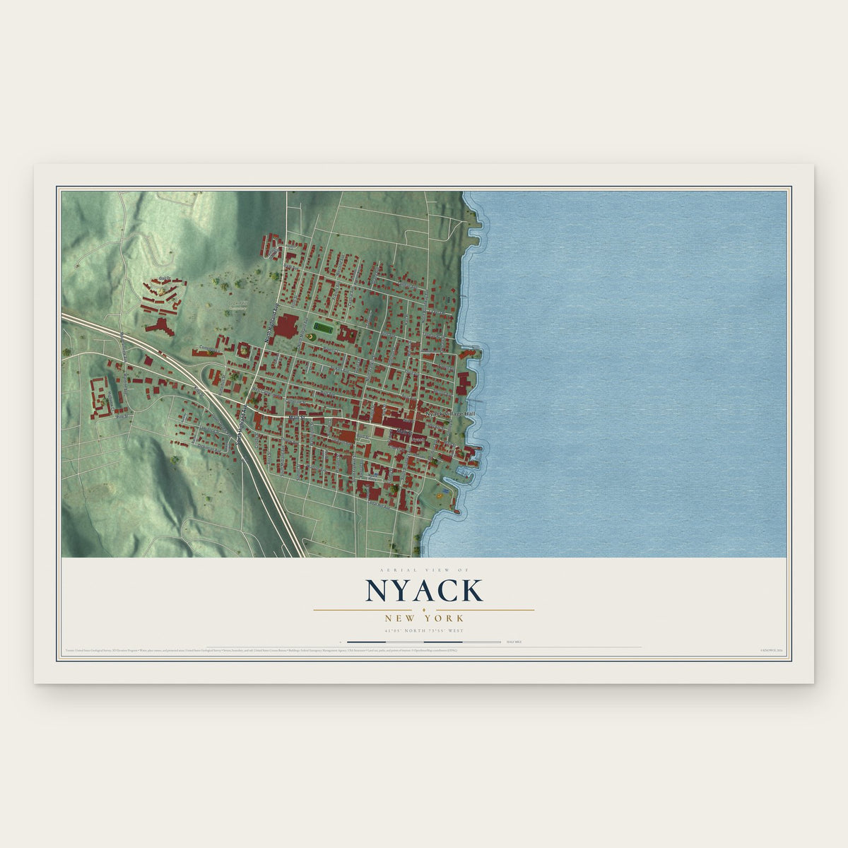 Nyack, New York map print, the full design