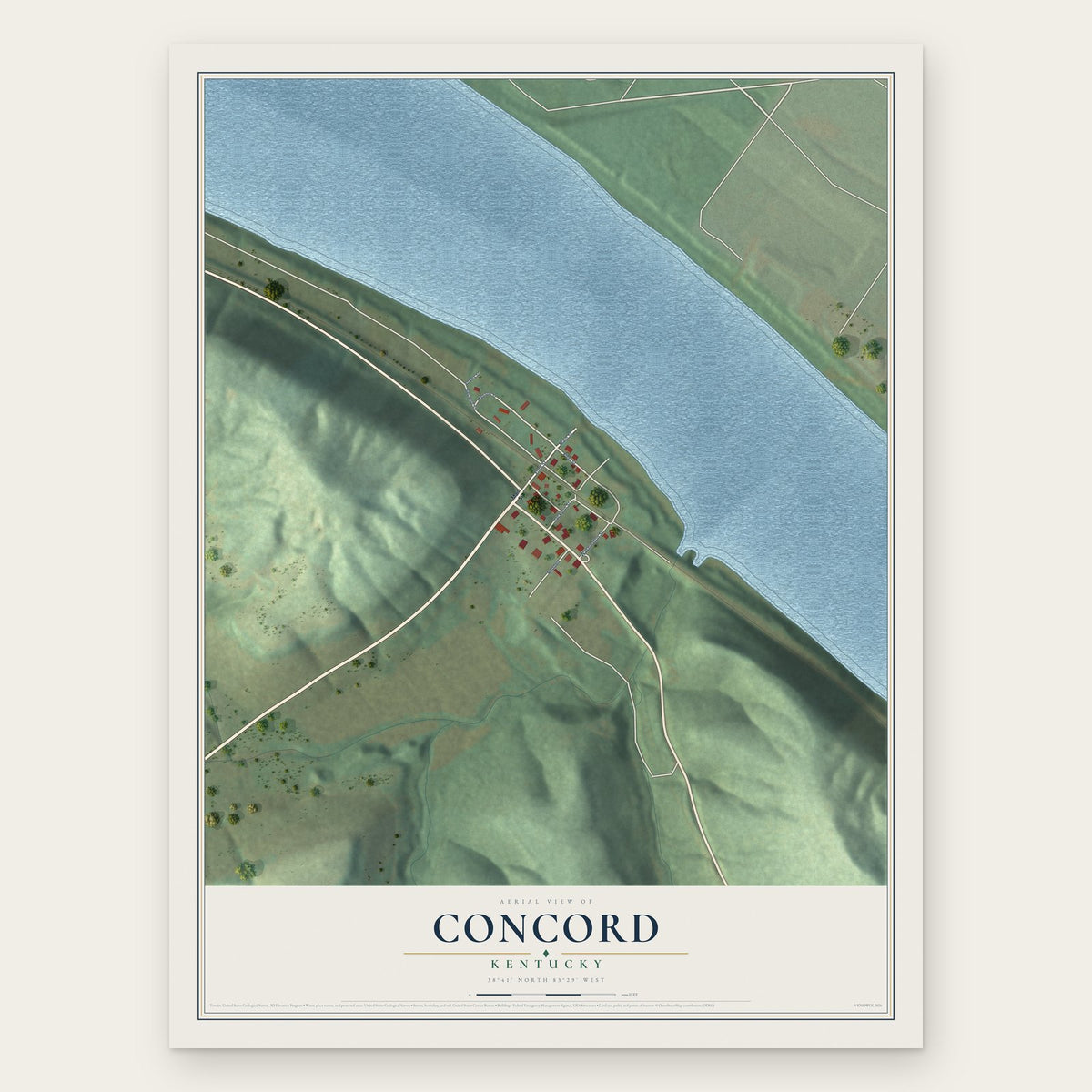 Concord, Kentucky map print, the full design