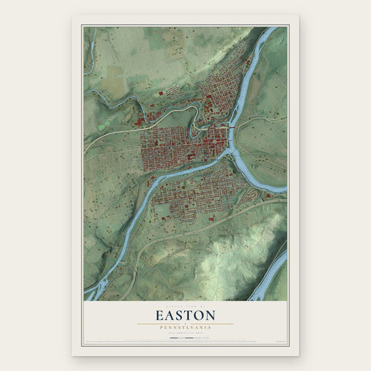 Easton, Pennsylvania map print, the full design