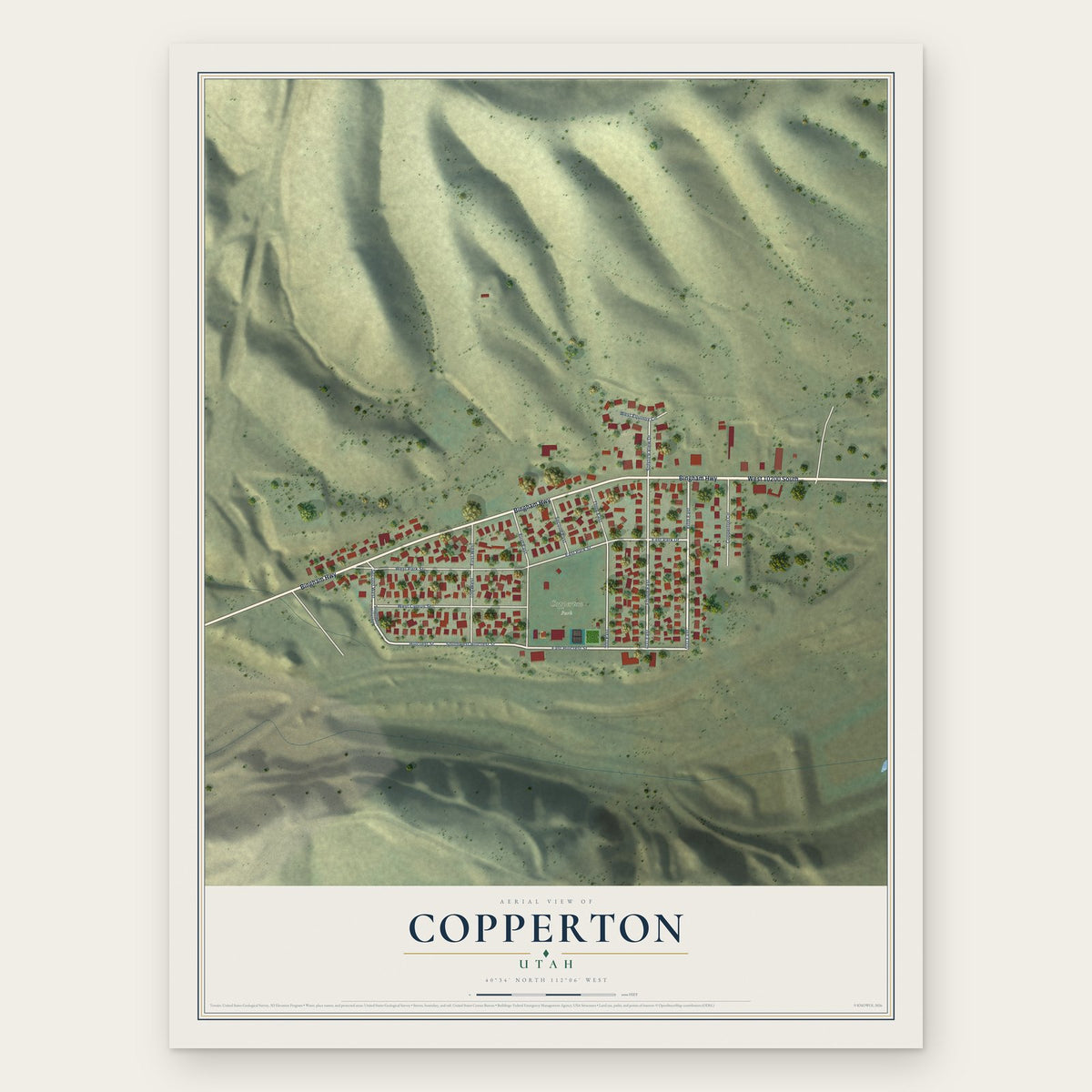 Copperton, Utah map print, the full design