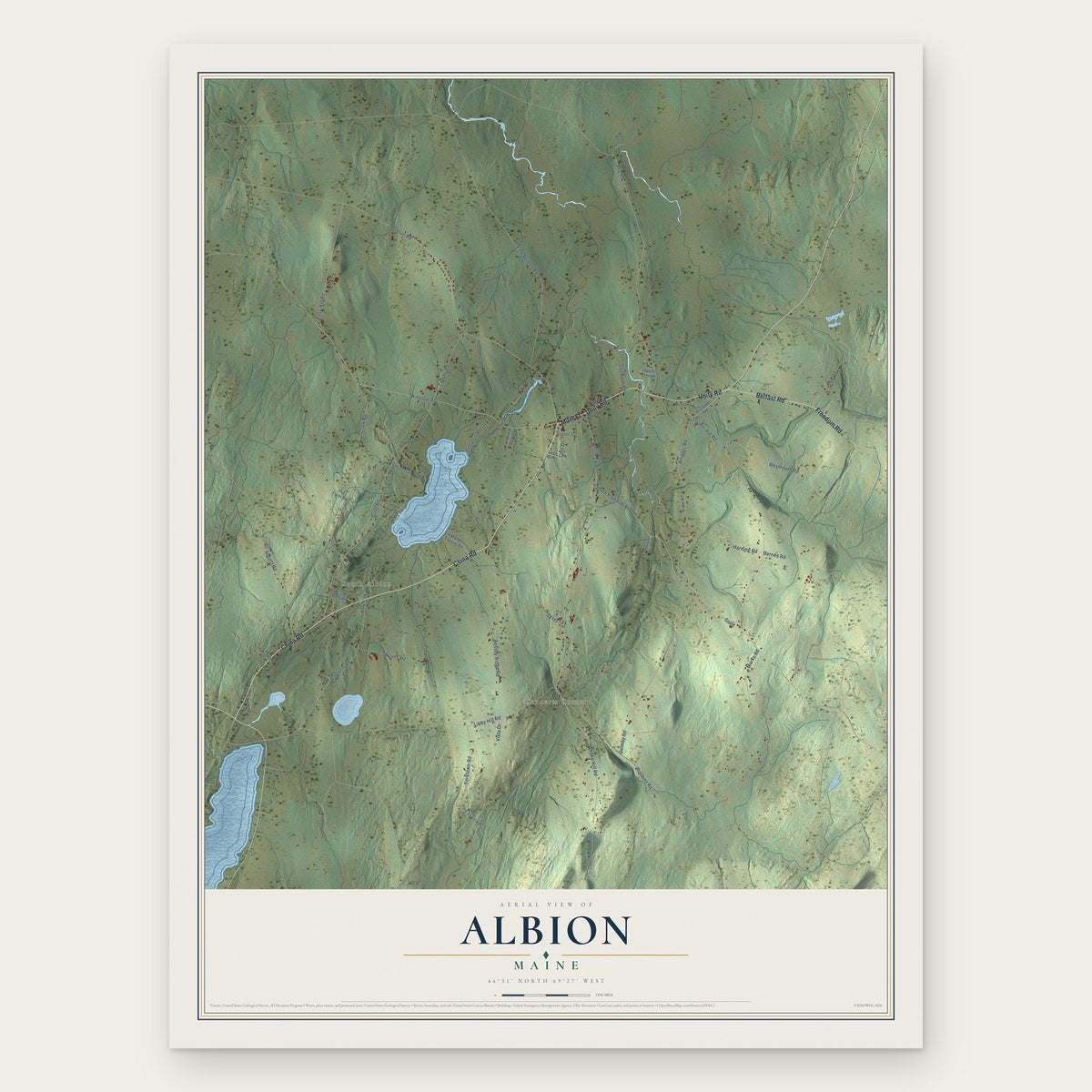 Albion, Maine map print, the full design