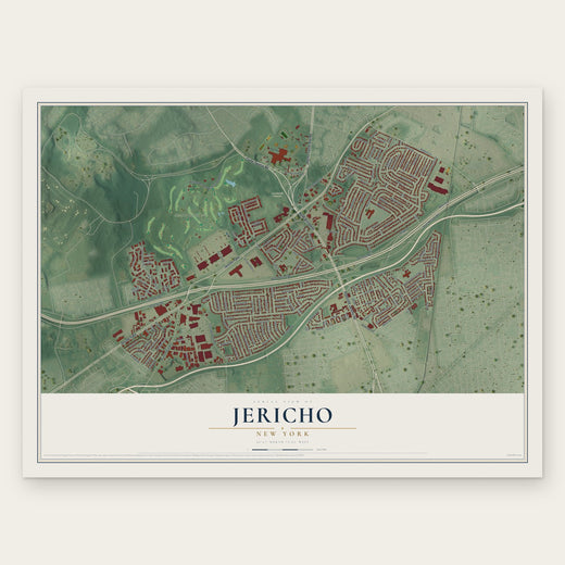 Jericho, New York map print, the full design