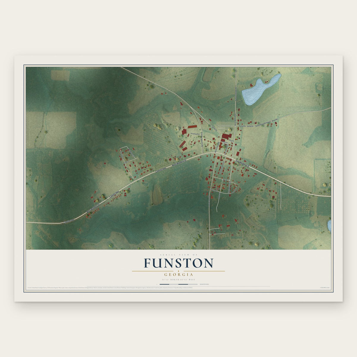Funston, Georgia map print, the full design