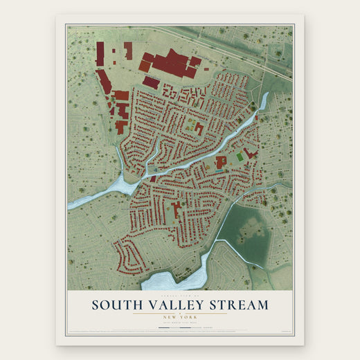 South Valley Stream, New York map print, the full design