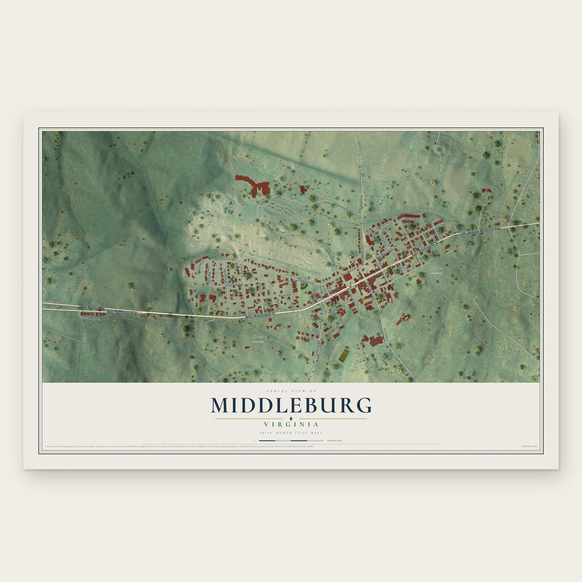 Middleburg, Virginia map print, the full design