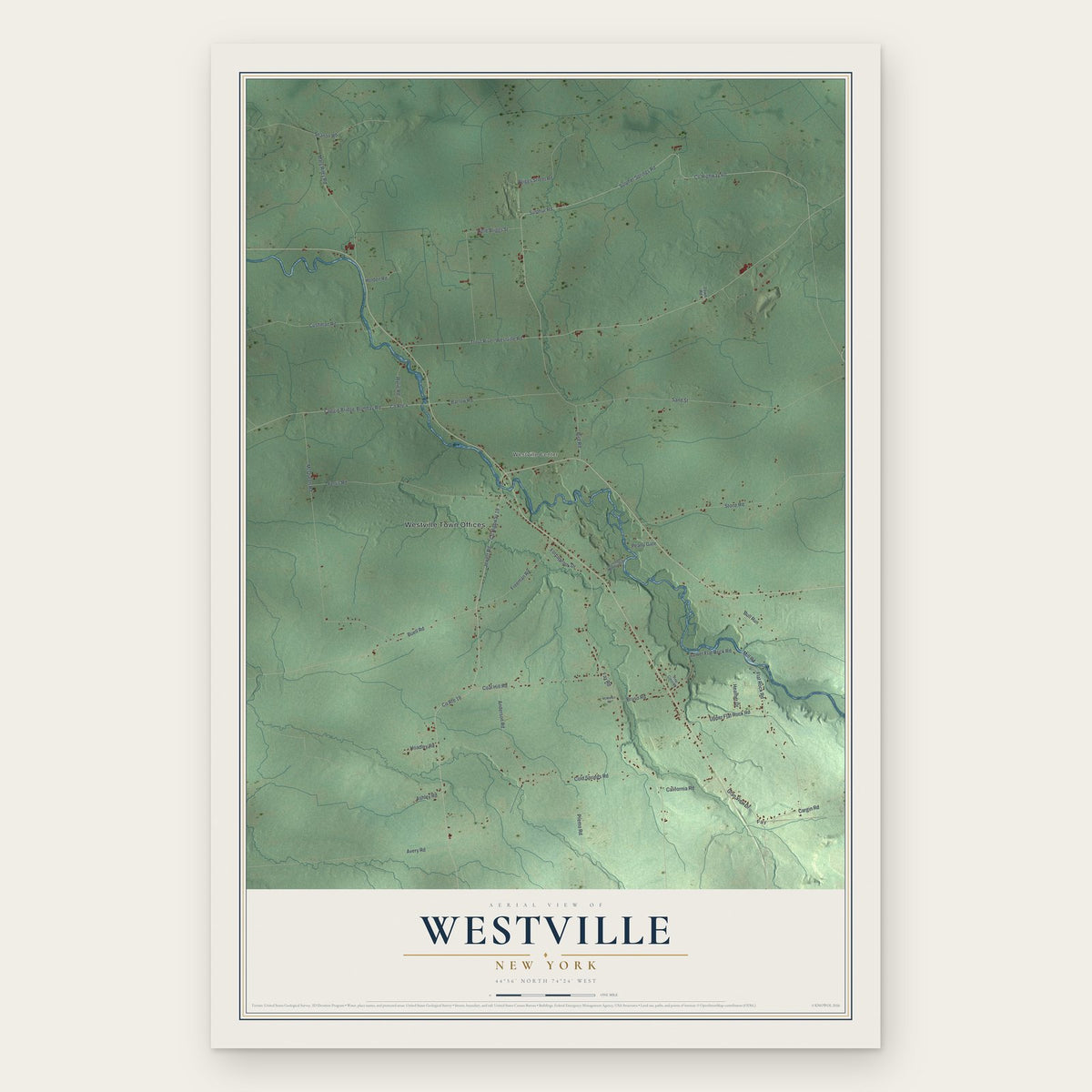 Westville, New York map print, the full design