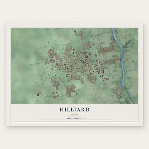 Hilliard, Ohio map print, the full design