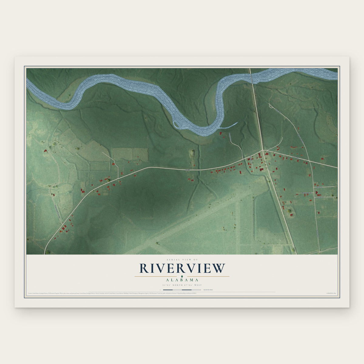 Riverview, Alabama map print, the full design